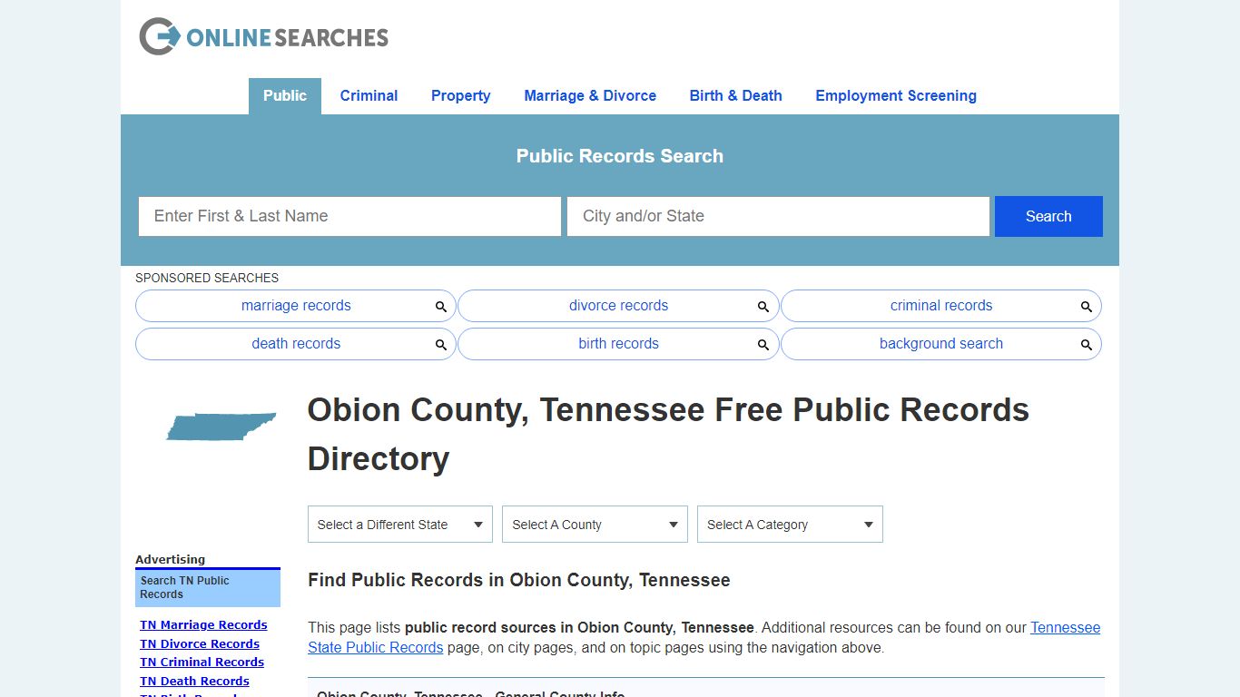 Obion County, Tennessee Public Records Directory
