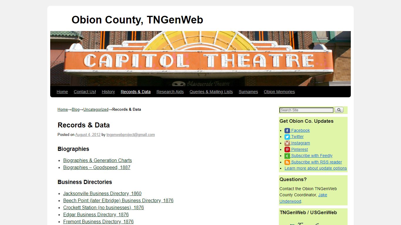 Records & Data | Obion County, TNGenWeb